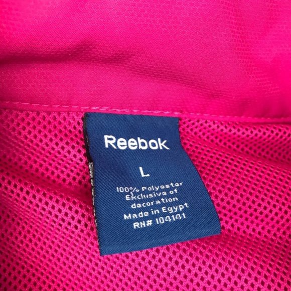Reebok Windbreaker Rain Jacket Large Pink White - Picture 7 of 8